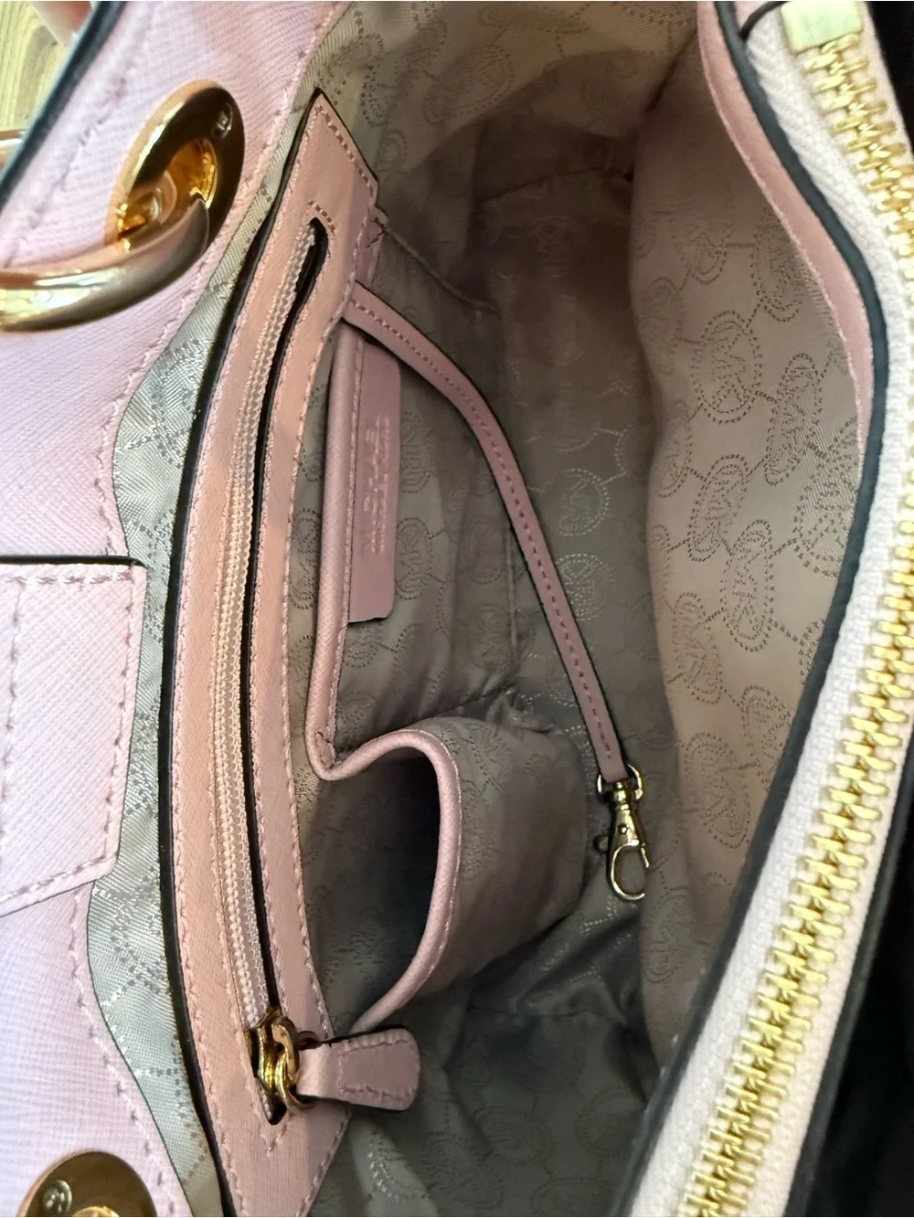 Michael Kors Blush Pink Saffiano Leather Satchel with Gold Hardware